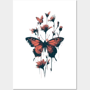 Butterfly metamorphosis into flower Posters and Art